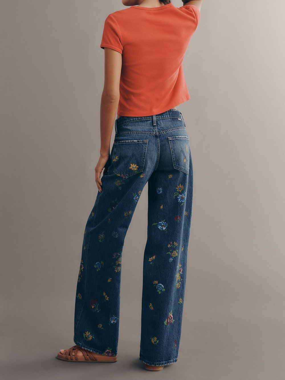 Mother The Rerun Zip Sneak High-Rise Wide-Leg in Field of Flowers - Picture 2 of 8